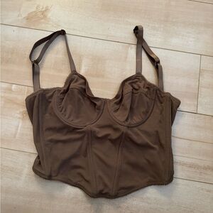 Brown mesh top
